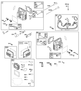 Cylinder Head Group Diagram and Parts List for 40N877-0031-B5  Briggs and Stratton Engine